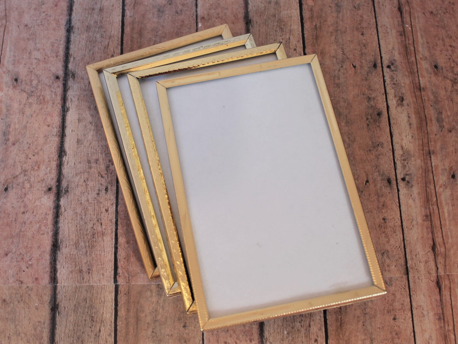 Vintage 4x6 Metal Gold Brass Colored Photo Picture Frame Set of 4