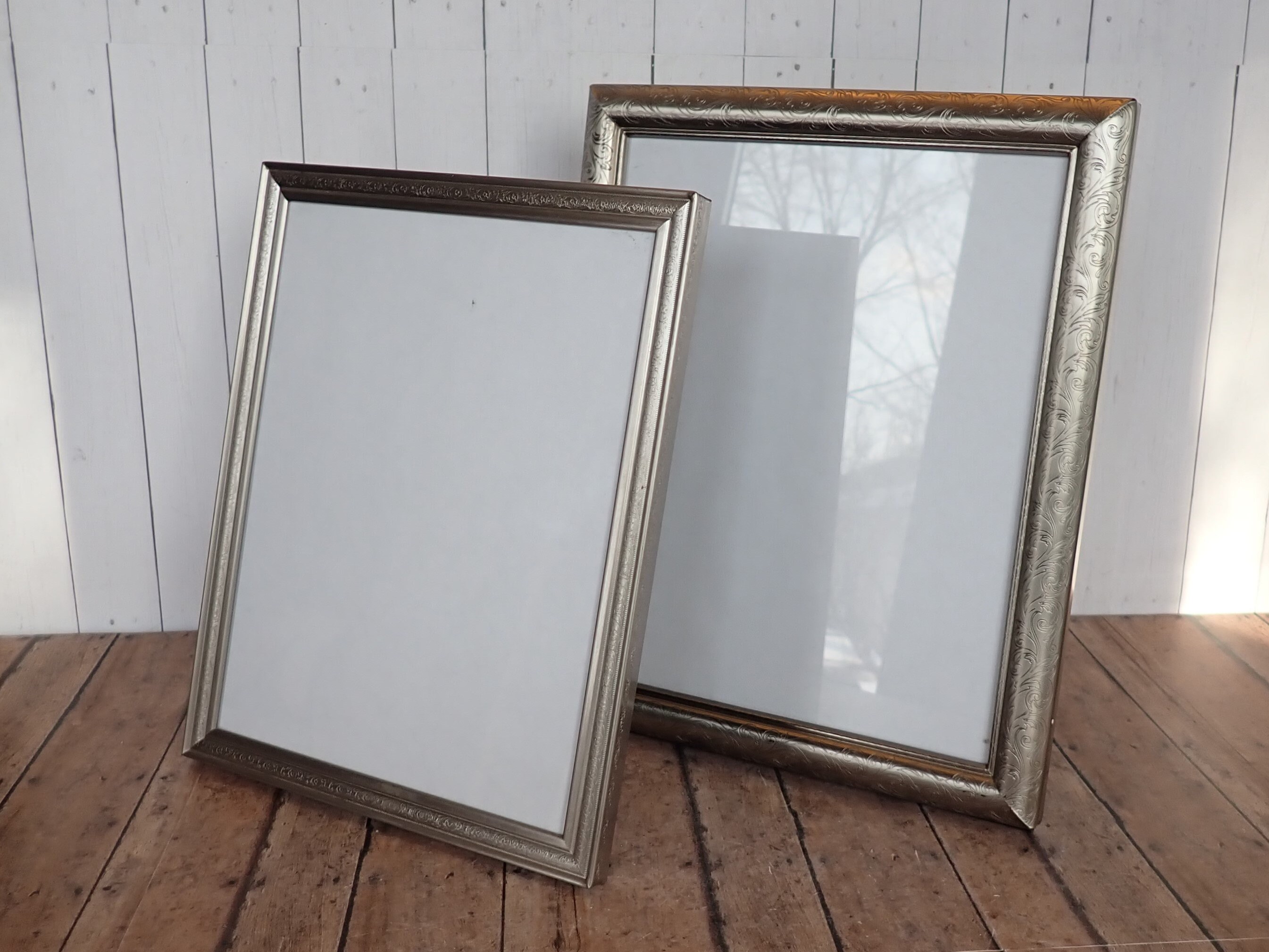 Vintage 8x10 Metal SIlver Photo Picture Frame Set of 2 Frames 8 x 10
