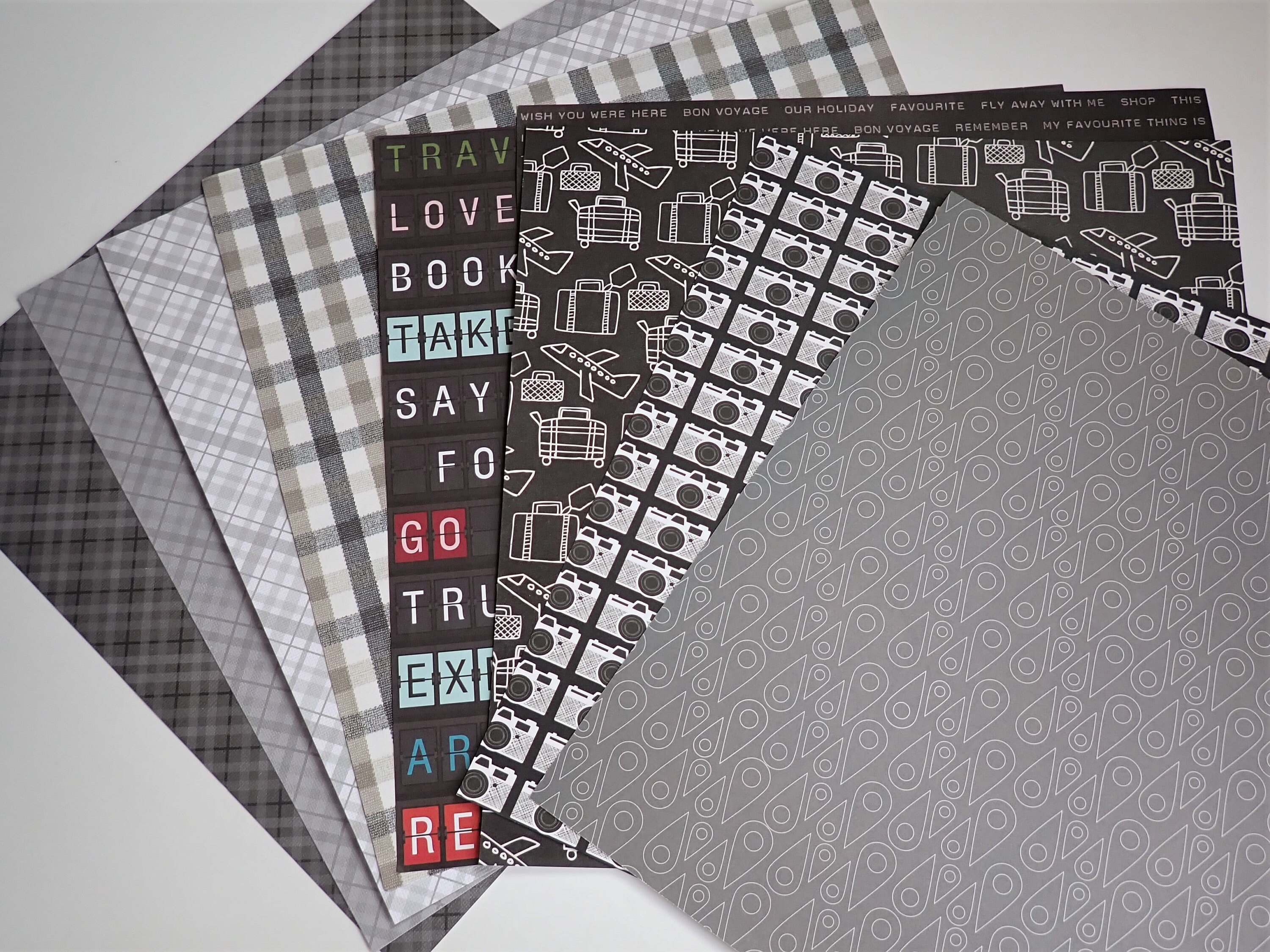 Scrapbook Travel Paper Kit 12x12 Paper Pack 22 Sheets Mix and Match