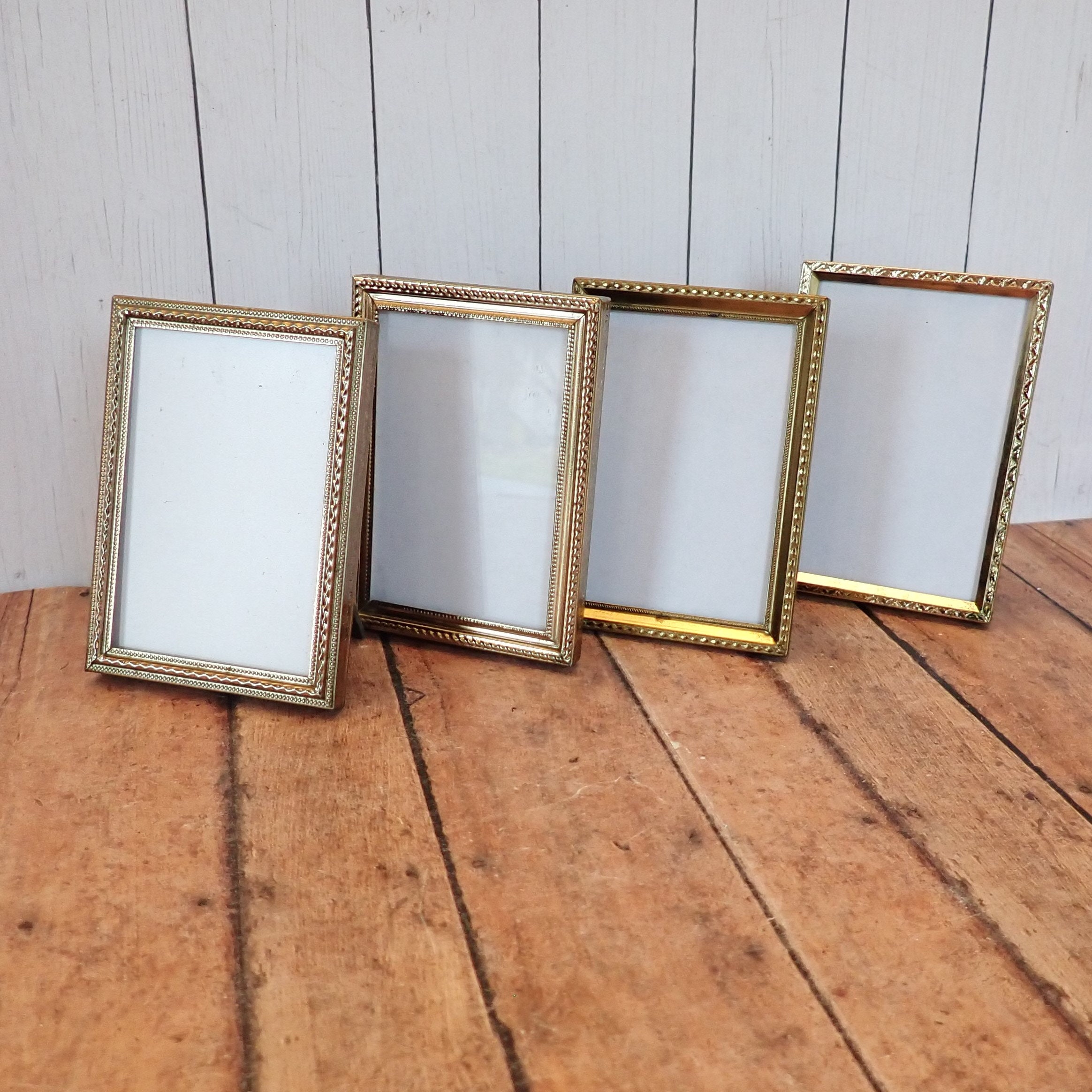 Vintage 2x3 Metal Gold Brass Colored Photo Picture Frame Set of 4