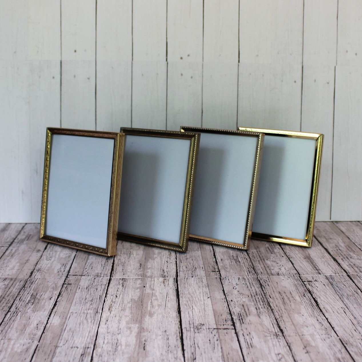 Vintage 4x5 Metal Gold Brass Colored Photo Picture Frame Set of 4