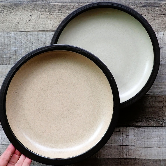 Vintage Health Ceramics Rim Line Dinner Plate Set of 4 Stoneware Pottery