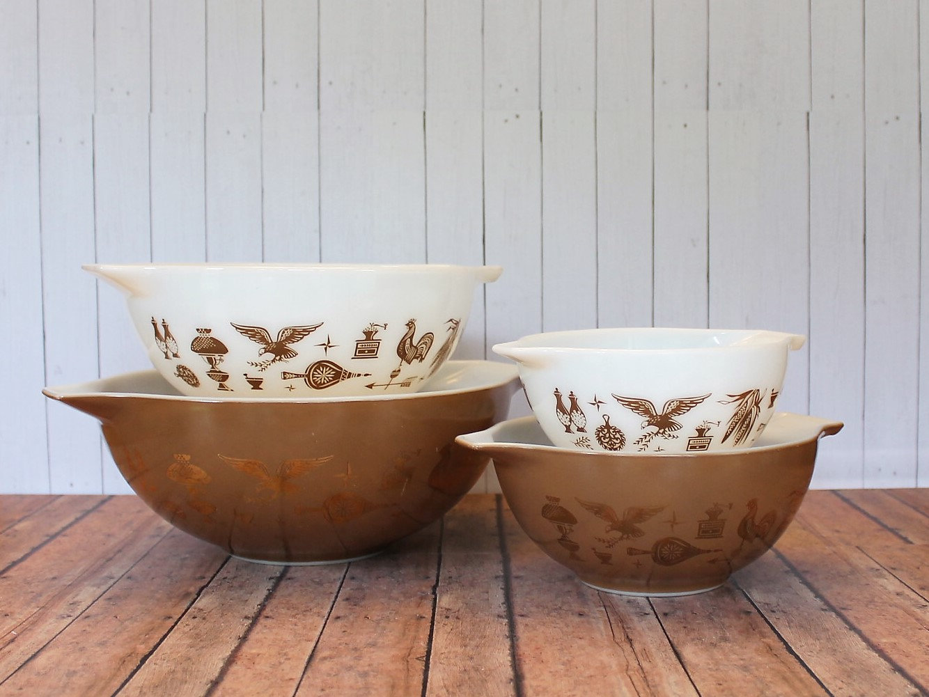 Vintage Pyrex EARLY AMERICAN Cinderella Mixing Bowl Set of 4 Bowls ...