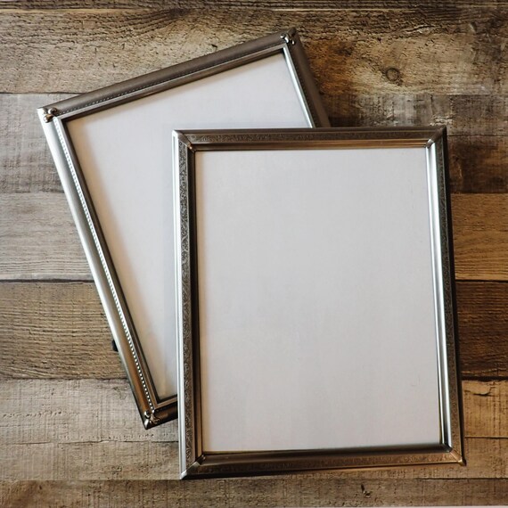 Vintage 8x10 Metal Silver Photo Picture Frame Set of 2 Frames 8" x 10" Etched Silver Frame