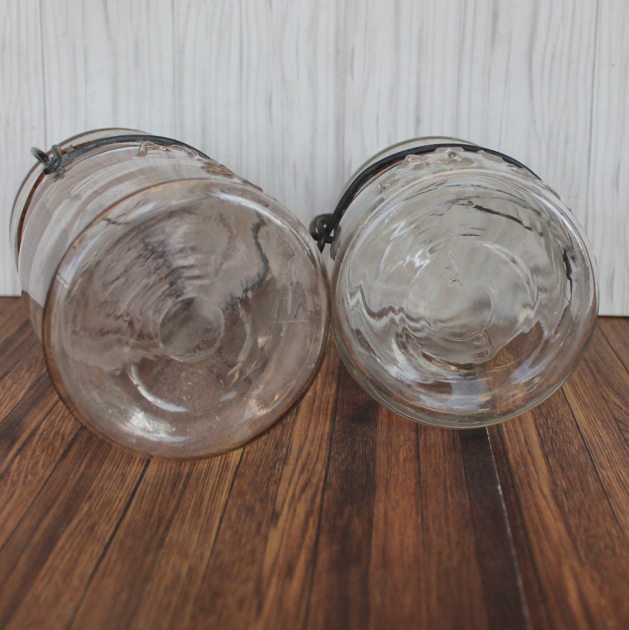 Vintage Hazel Atlas EZ Seal Canning Jar Set of 2 Half Pint and Full