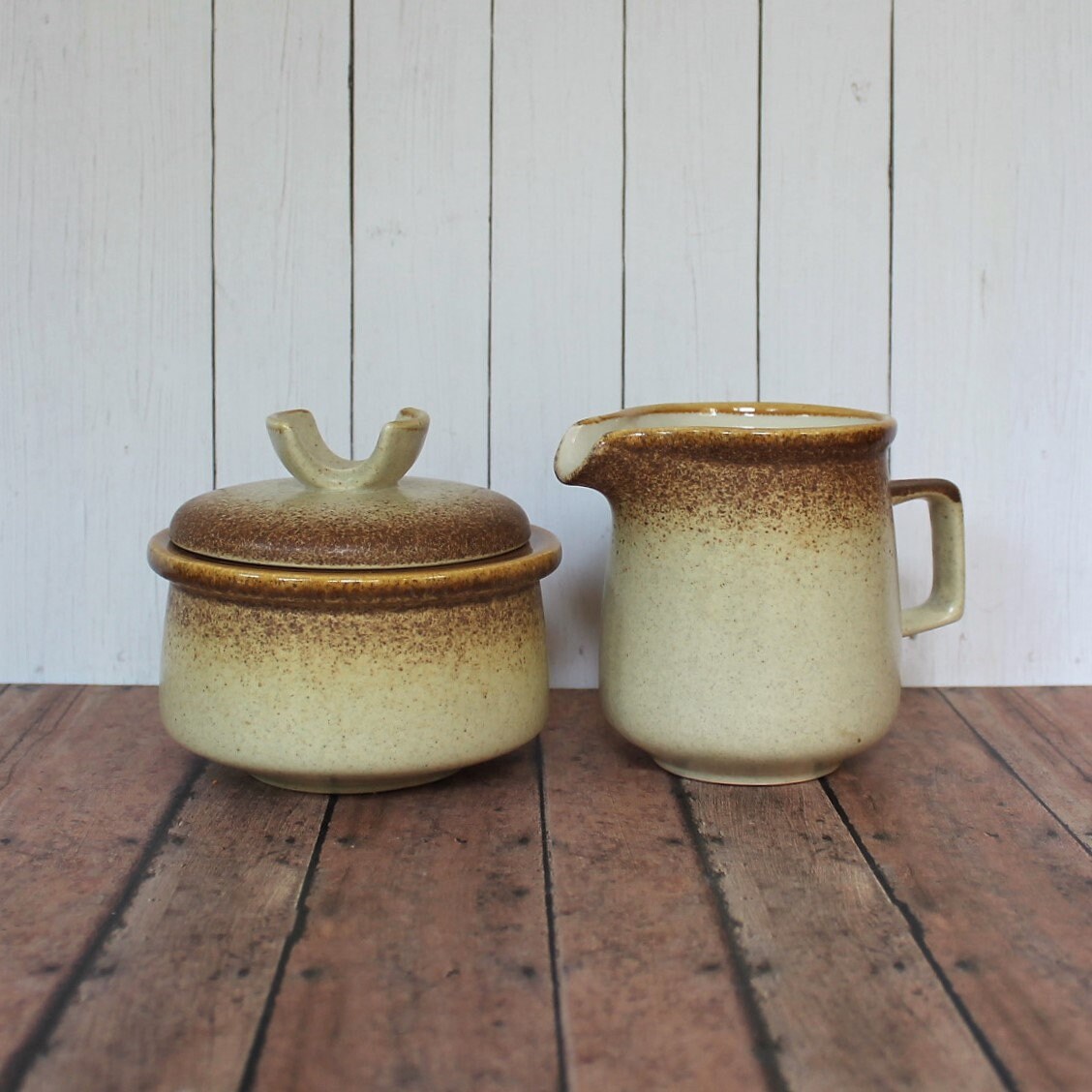 Vintage Mikasa STYLEKRAFT Stoneware Sugar Bowl and Creamer Set of 2