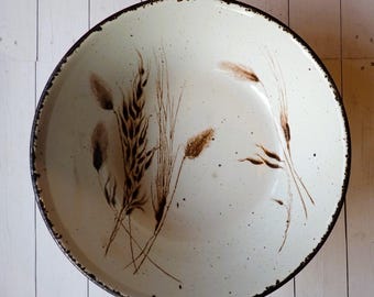 Vintage Midwinter Stonehenge WILD OATS 8" Vegetable Serving Bowl White with Brown Wheat Pattern