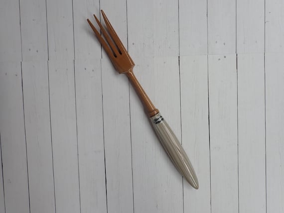 Vintage Kasuga Salad Fork with Stoneware Handle Kasuga Ware