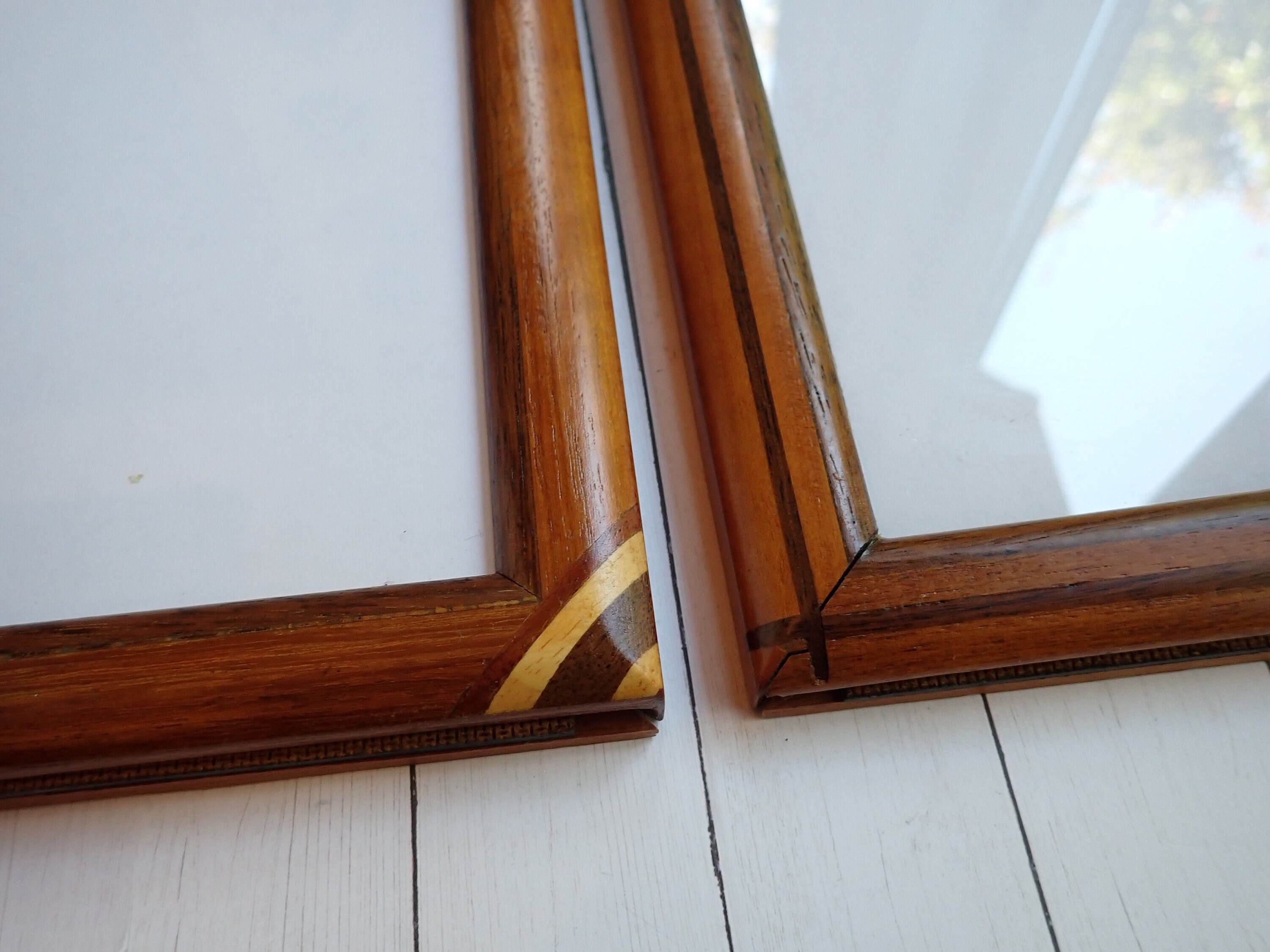 Vintage 8x10 Wood Photo Picture Frame with Wood Inlay Set of 2