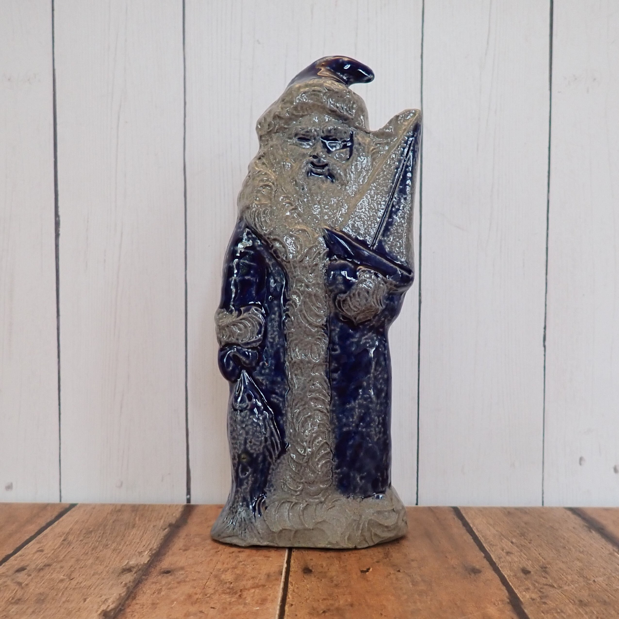 Vintage ROWE POTTERY WORKS 1993 Santa Claus Figurine Gray Blue Salt