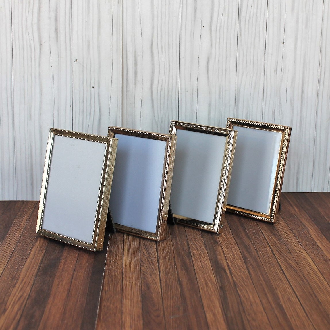 Vintage 2x3 Metal Gold Brass Colored Photo Picture Frame Set of 4