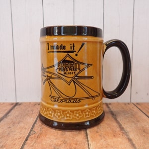 Vintage Pikes Peak National Forest Colorado Ceramic Souvenir Mug Yellow Gold and Black Pikes Peak Summit