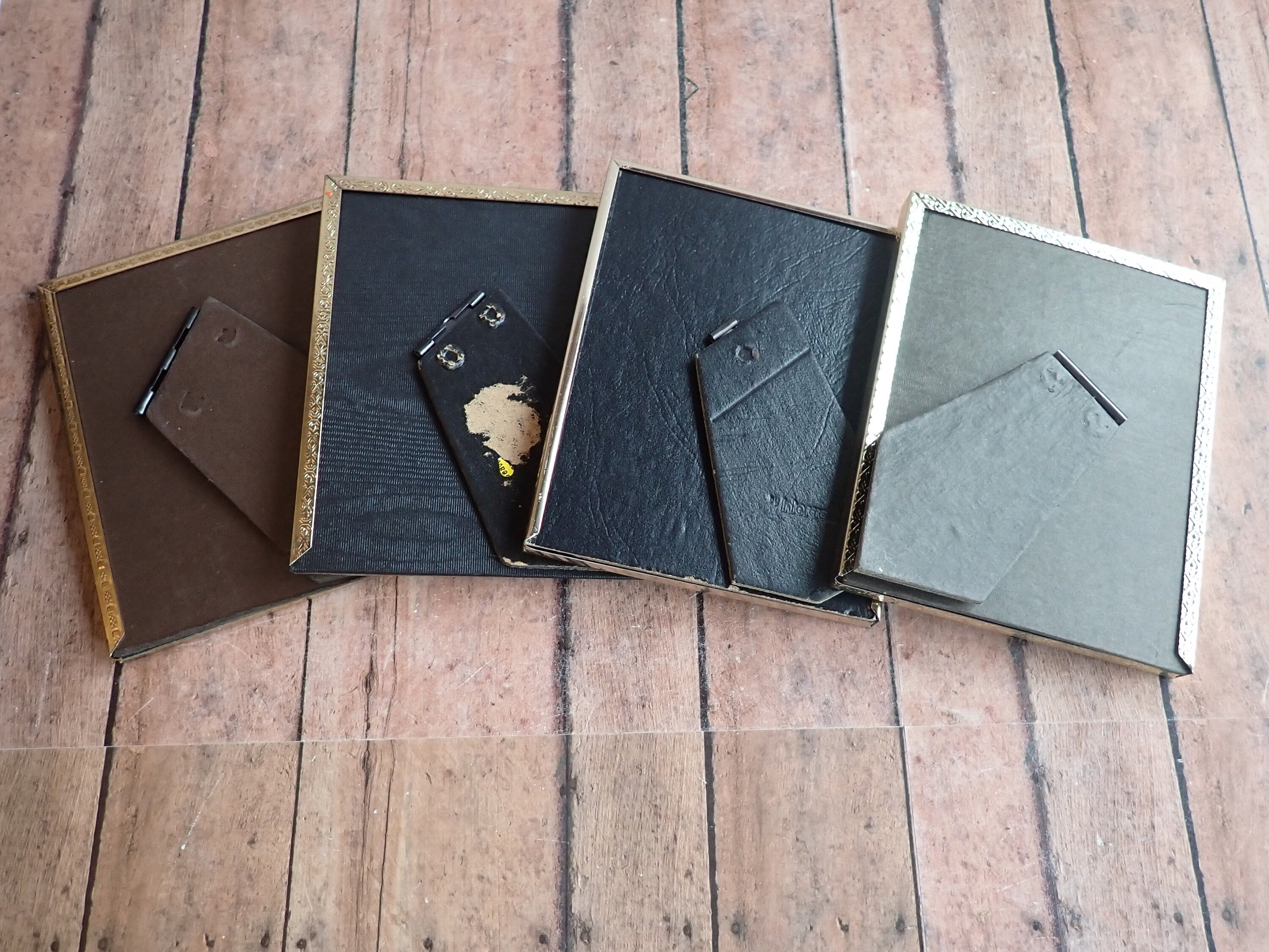 Vintage 4x5 Metal Gold Brass Colored Photo Picture Frame Set of 4