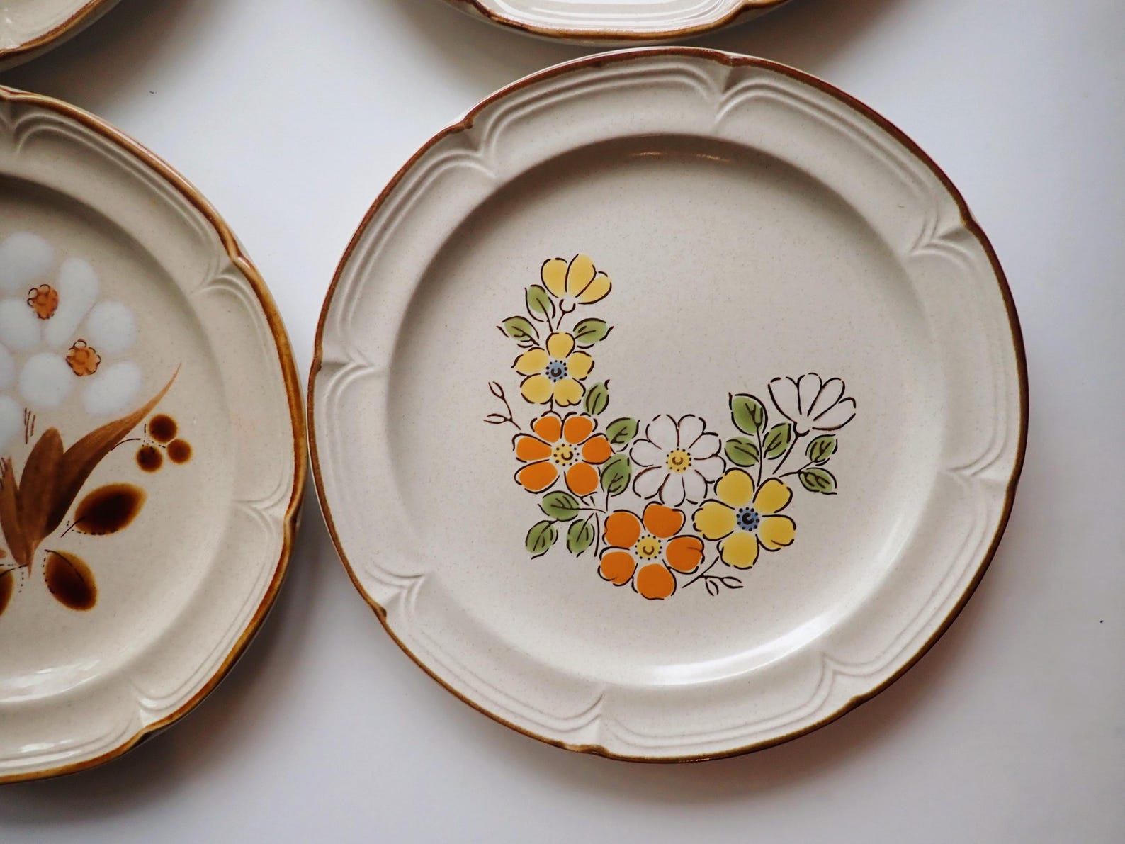 Matching Plate Vintage Mismatched Stoneware Dinner Plate Set of 4 Mix and Match Plates ...
