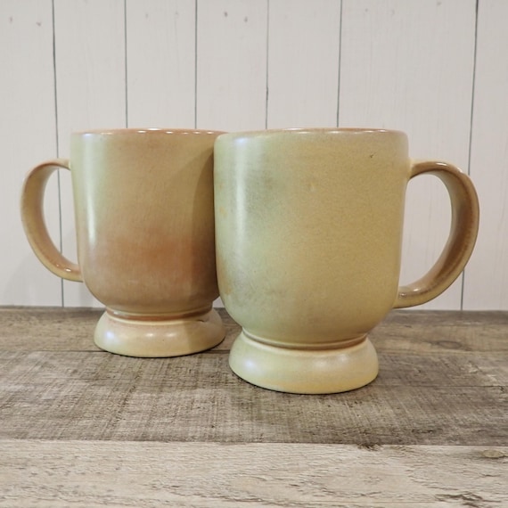 Vintage Frankoma Plainsman Gold Footed Mug Coffee Cup Set of 2 Style C2
