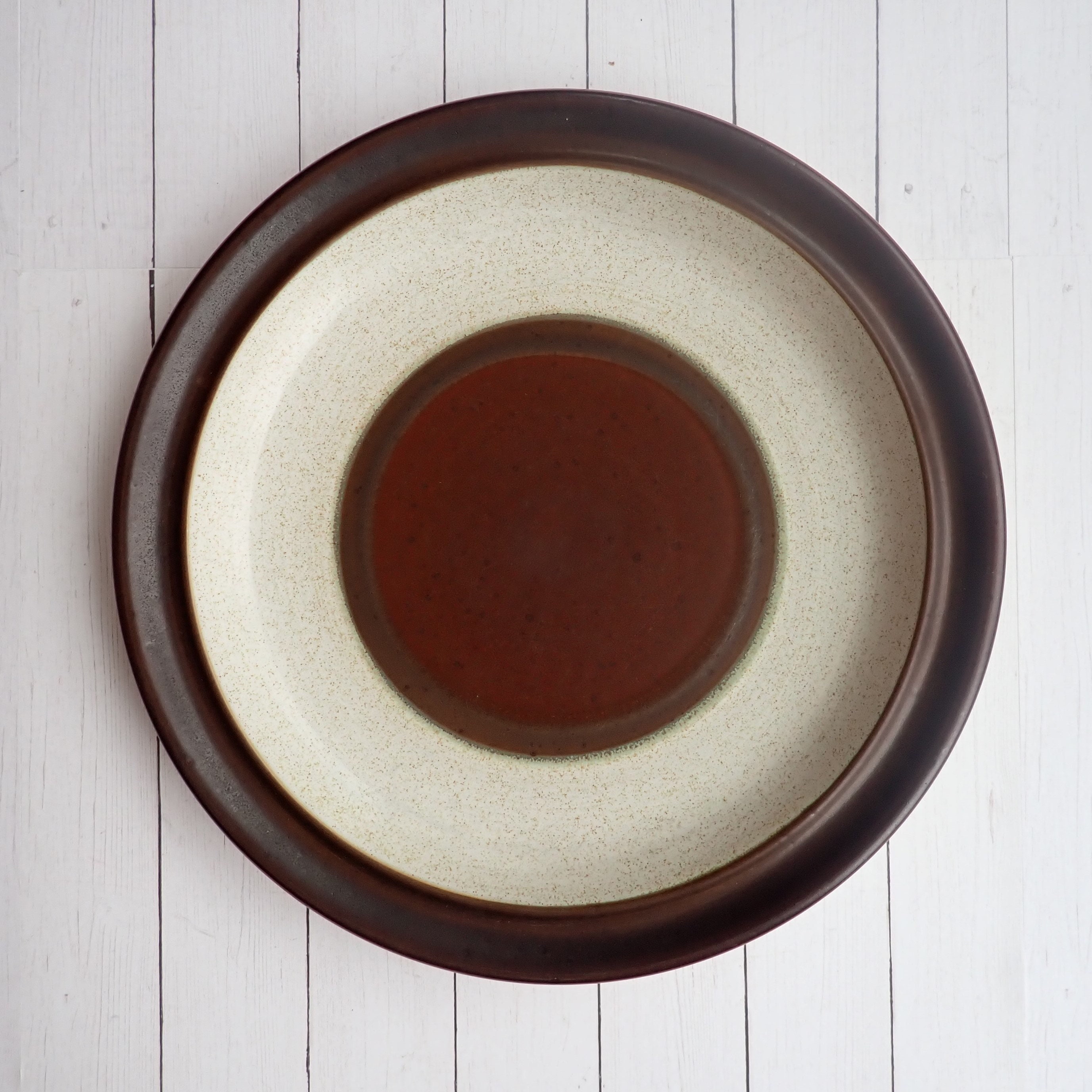 Vintage Denby POTTERS WHEEL Rust Red 10 Dinner Plate Set of 4 Cream