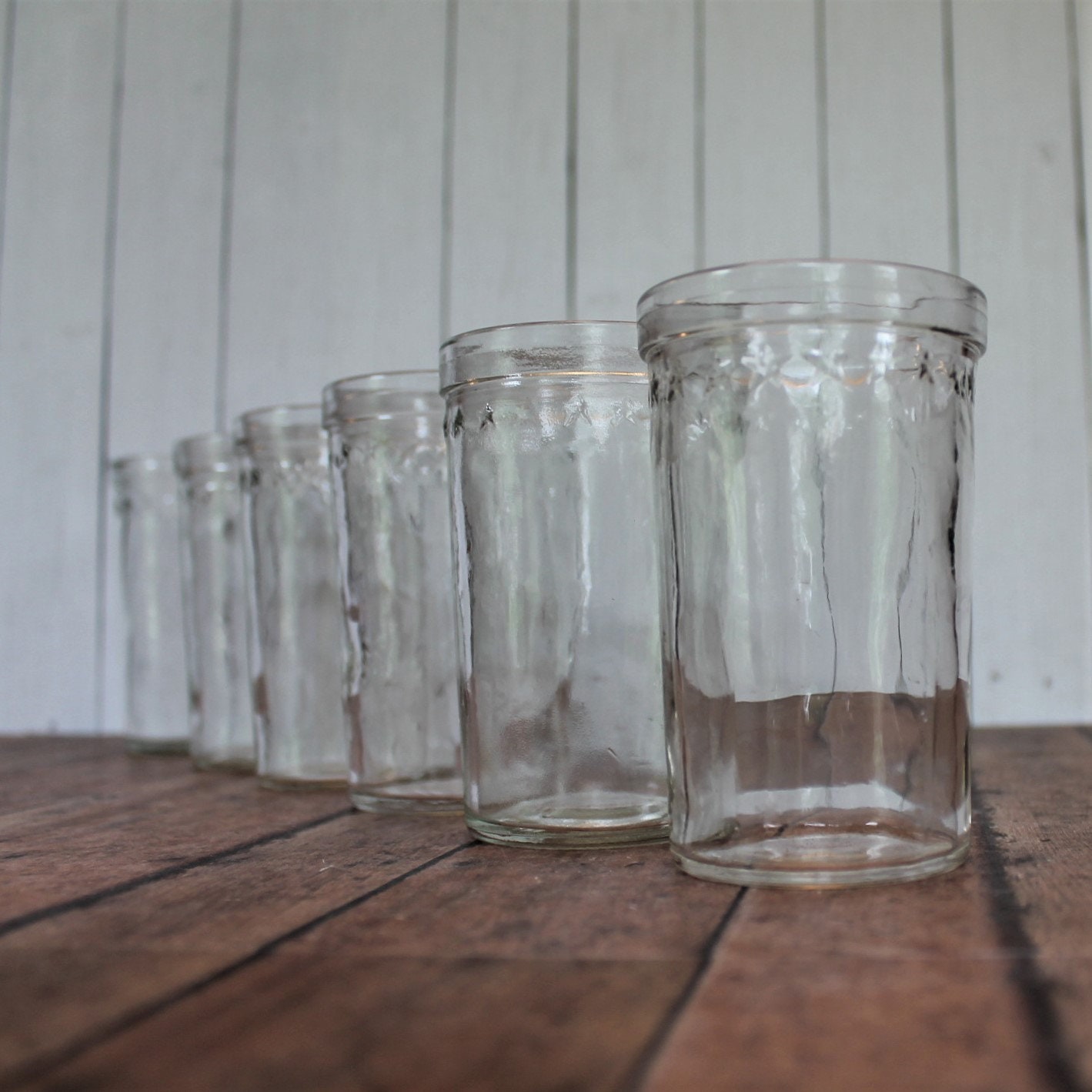 Vintage Jelly Jar Juice Glasses Tumblers Set of 6 Star Border Design