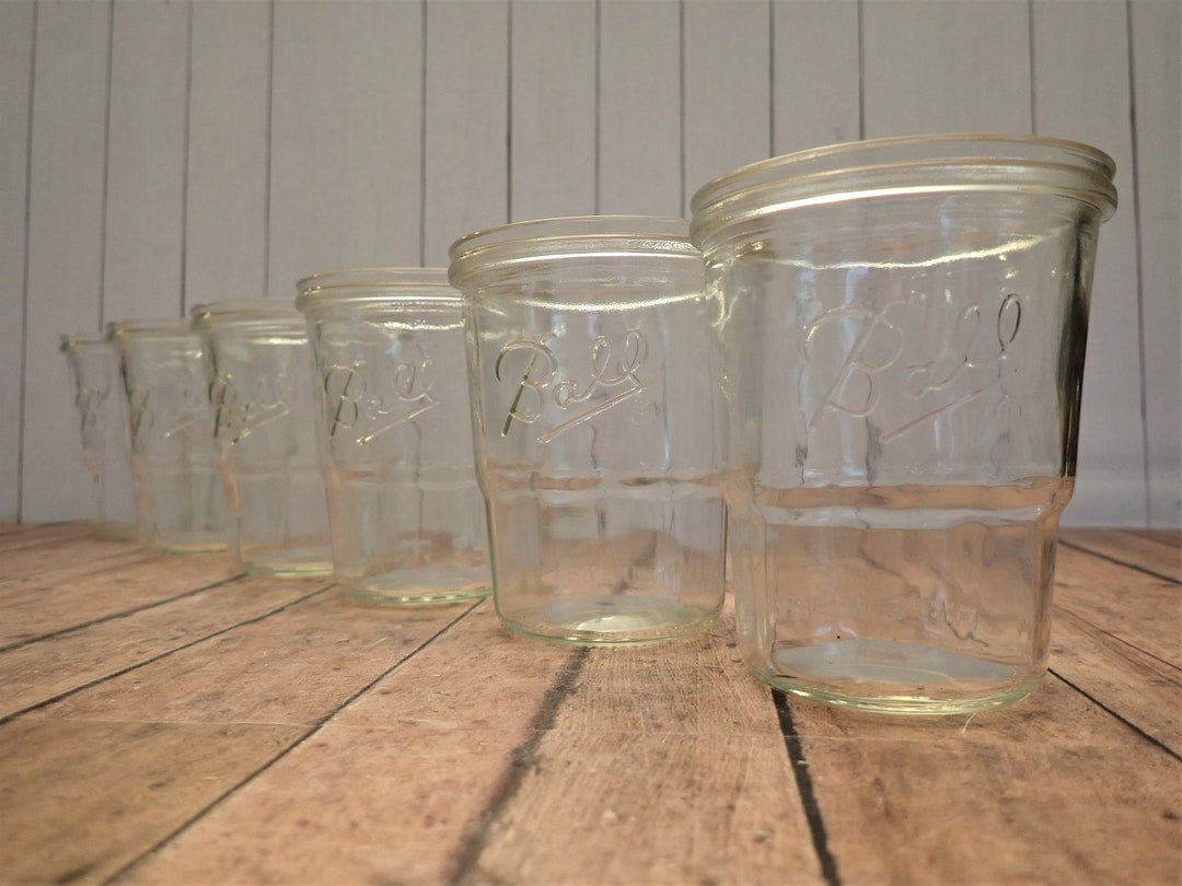 Vintage BALL Jelly Jar Juice Glasses Small Tumblers Set of 6 Clear