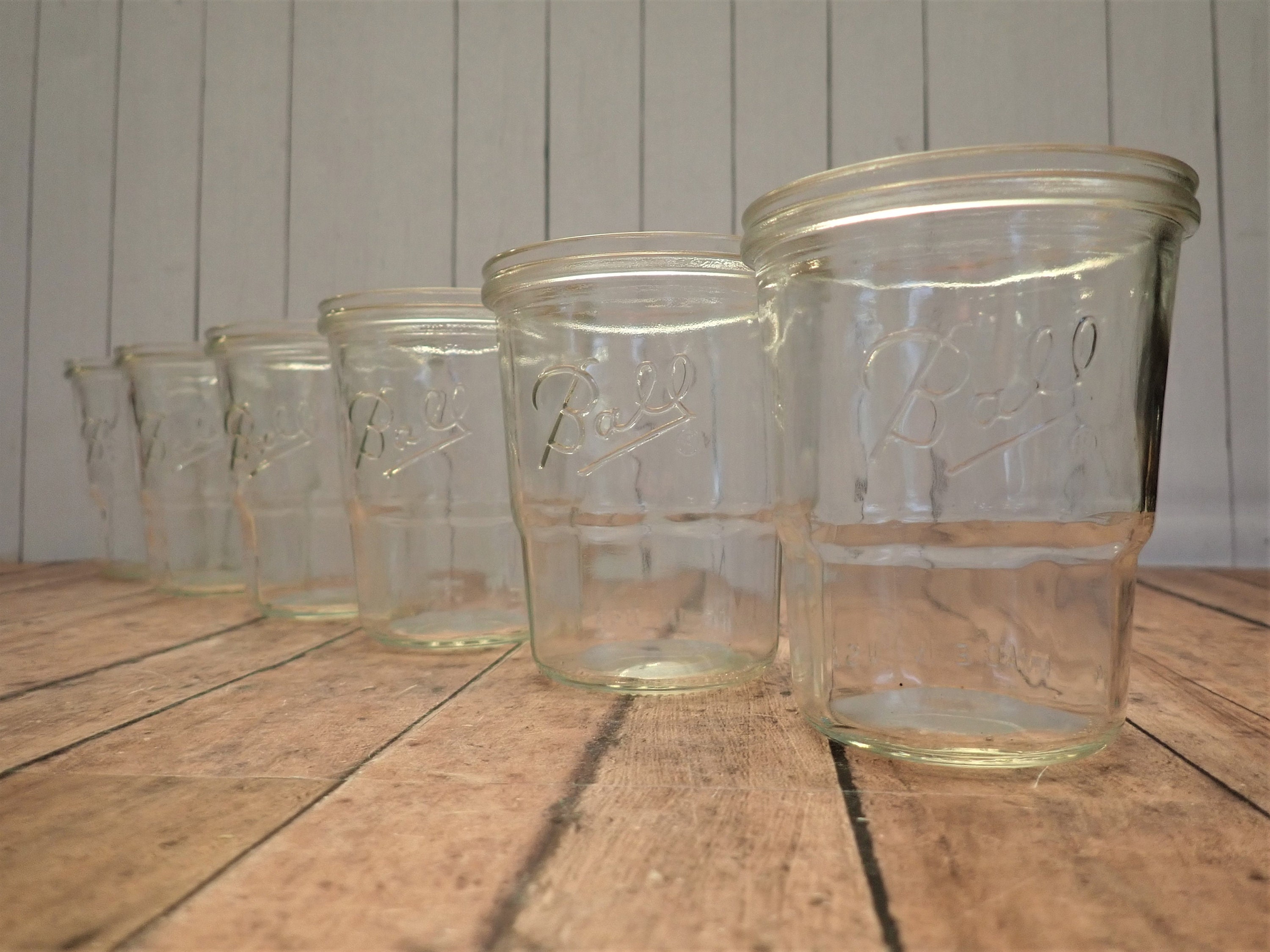 Vintage BALL Jelly Jar Juice Glasses Small Tumblers Set of 6 Clear