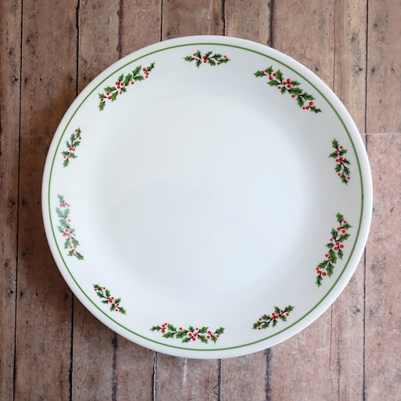 Vintage Corelle HOLLY DAYS Dinner Plate Set of 6 Christmas Holly Berry Plates