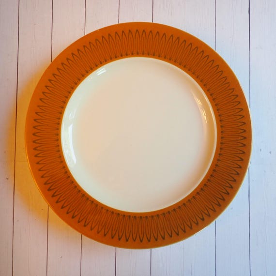 Vintage Homer Laughlin MOROCCO Dinner Plate Set of 4 White with Gold Border Leaf Design Mid Century Modern
