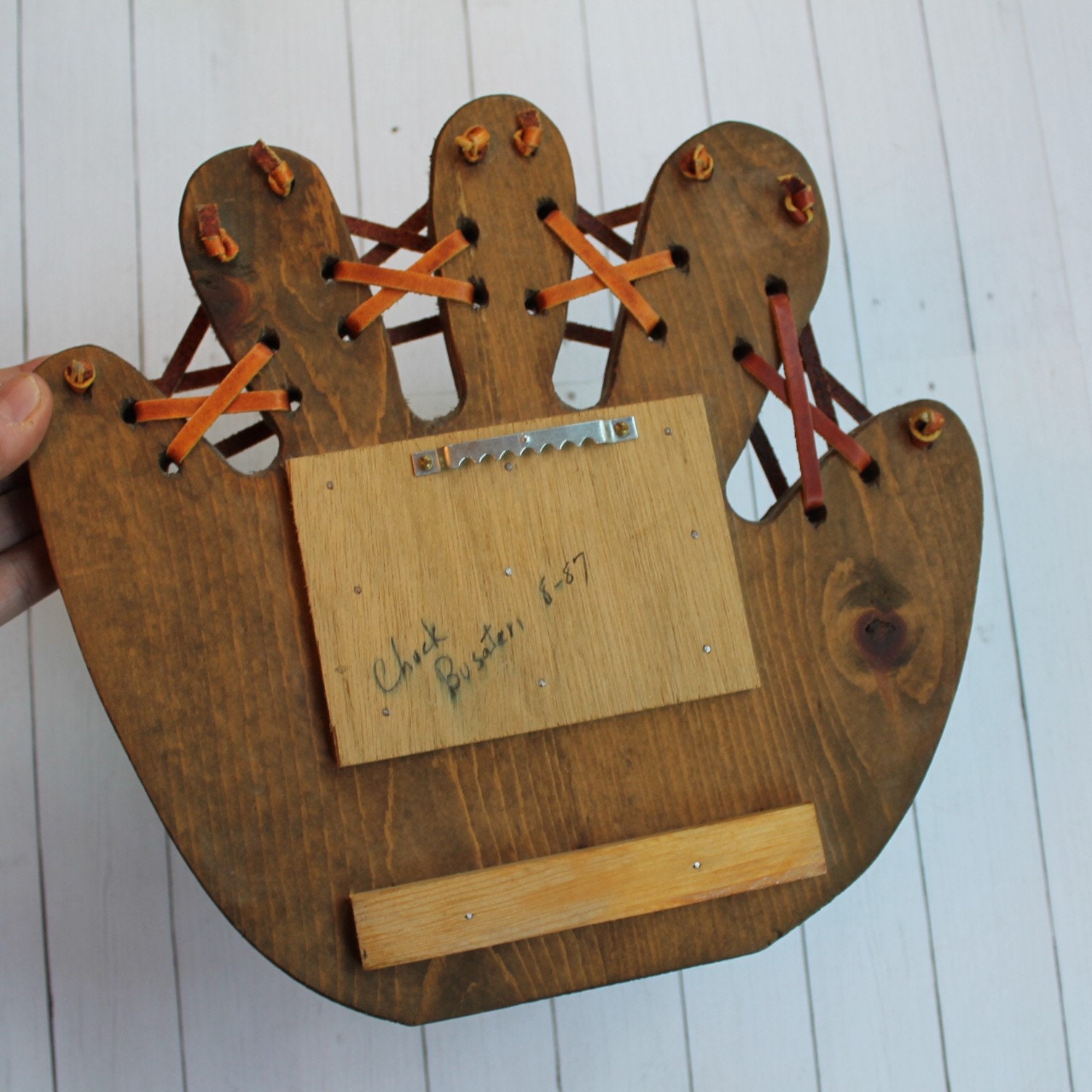 Vintage Wood Baseball Shelf Handmade Wooden Baseball Glove Display Rack