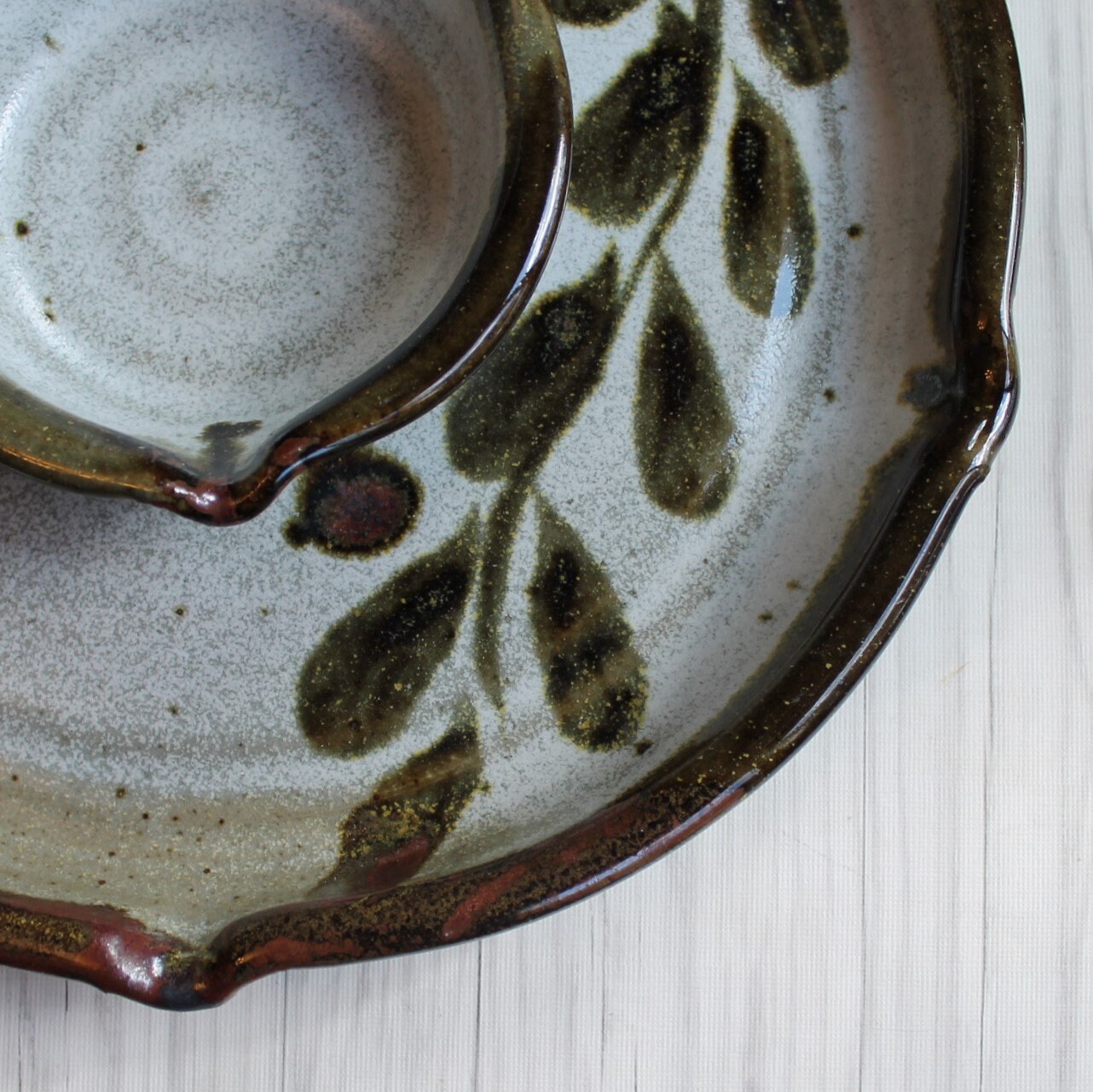 Vintage Peggy Ahlgren Wilson Creek Pottery Chip Dip Plate Appetizer