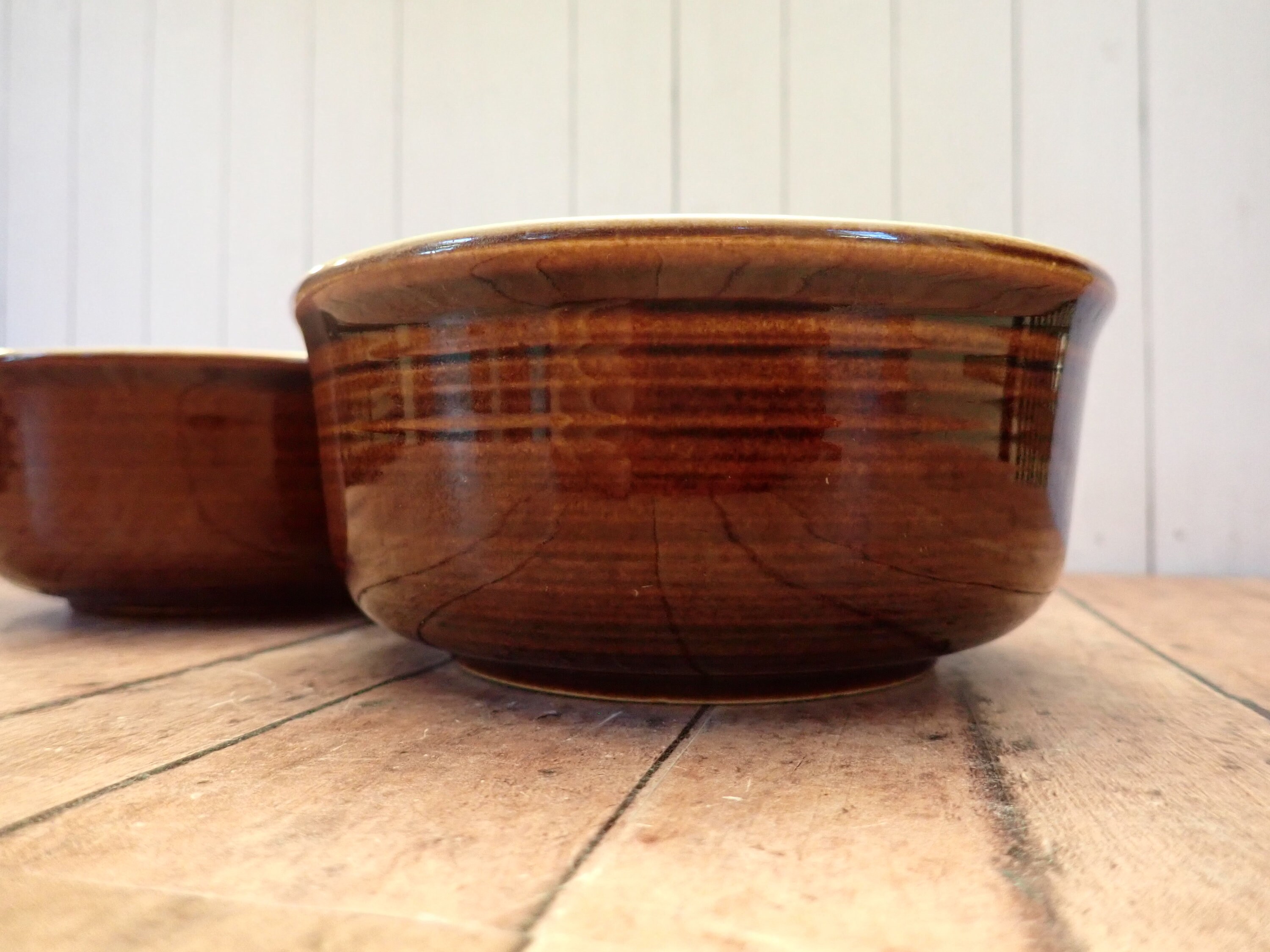 Vintage Red Wing VILLAGE GREEN Coupe Cereal Bowl Set of 2 Green and Brown Stoneware Country Fare