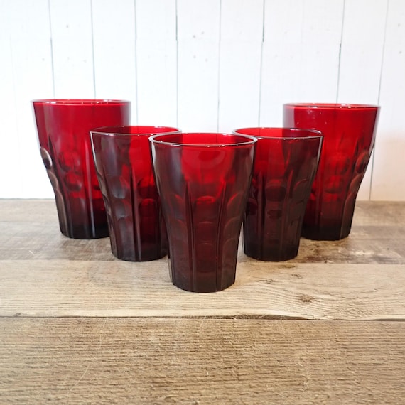 Vintage Anchor Hocking HIGH POINT Royal Ruby Red Tumbler and Juice Glass Set of 5
