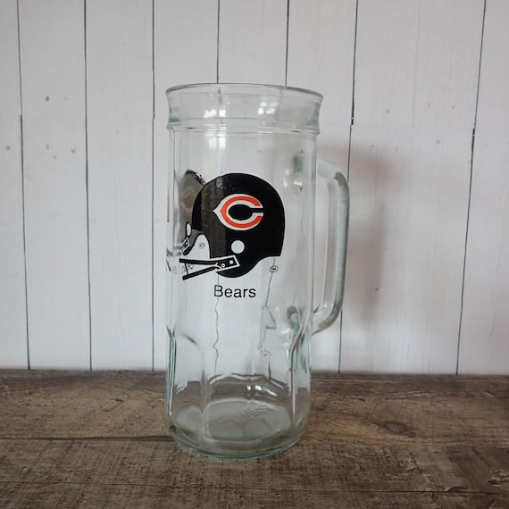 Vintage Chicago Bears Clear Glass Beer Stein Mug Football by Fisher Nuts