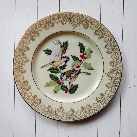 Vintage Lenox Garden Bird Plate Collection Chickadee Christmas Plate 1988