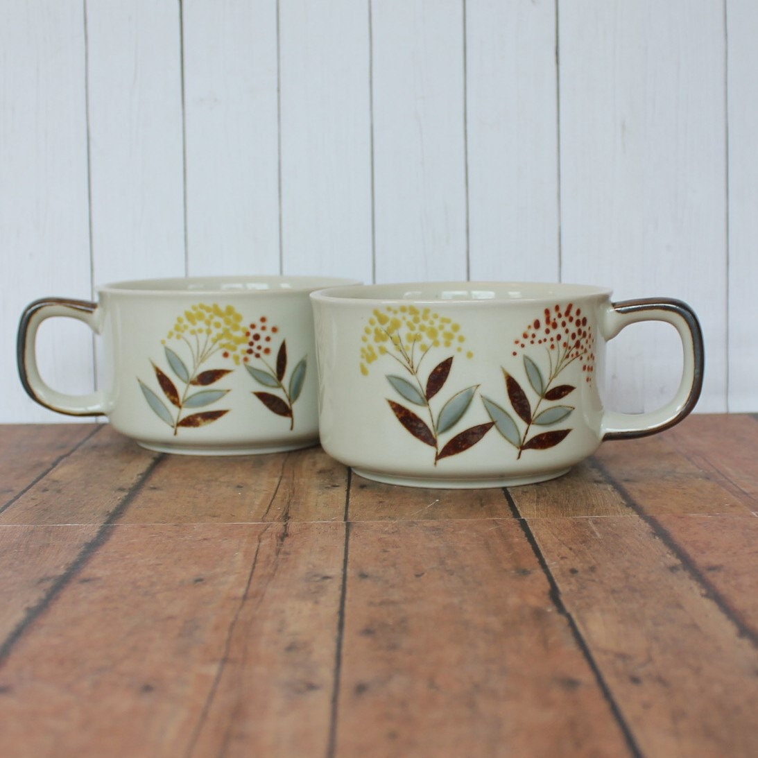 Vintage Stoneware Soup Bowl Mug With Handle Set Of 2 White With Blue vintage-stoneware-soup-bowl-mug-with-handle-set-of-2-white-with-blue