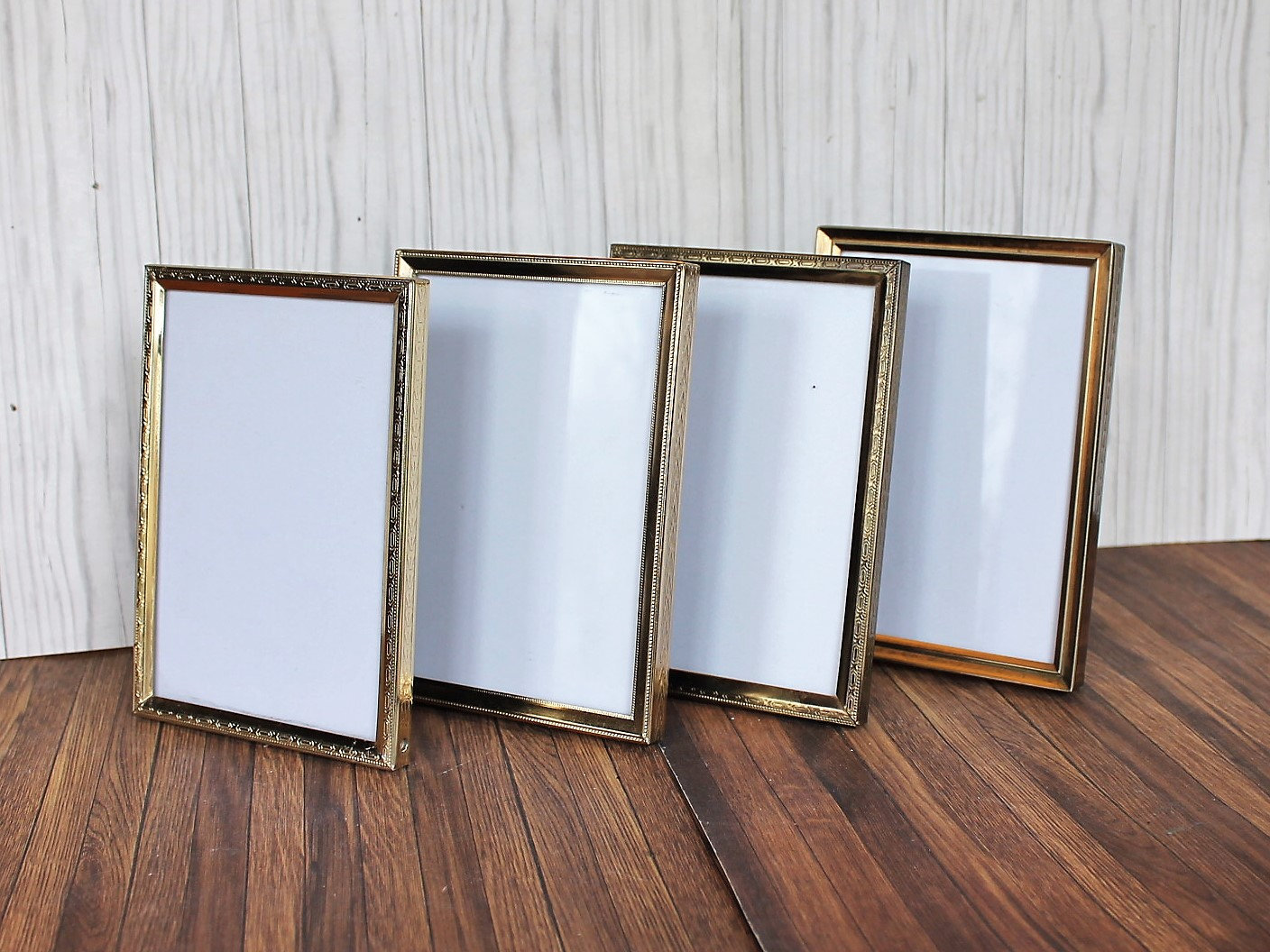 Vintage 3x5 Metal Gold Brass Colored Photo Picture Frame Set of 4