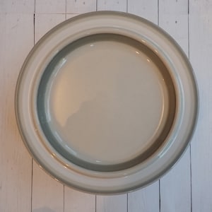 Vintage Arabia Finland SALLA Salad Plate Set of 8 White and Gray Stoneware with Colored Bands