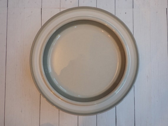 Vintage Arabia Finland SALLA Salad Plate Set of 8 White and Gray Stoneware with Colored Bands