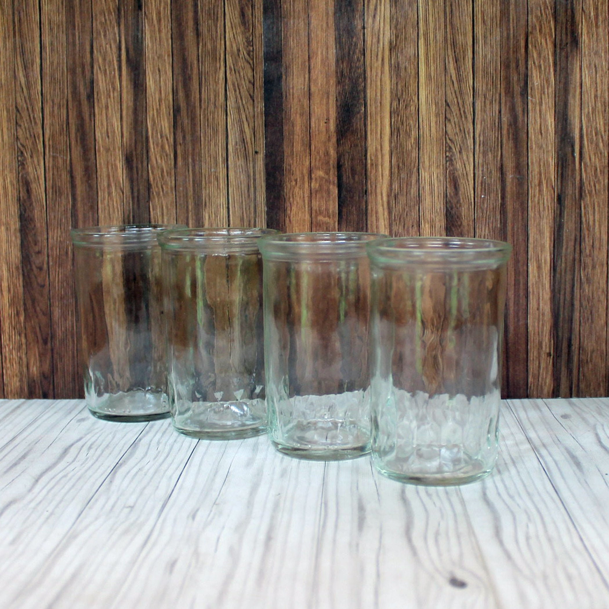 Vintage Jelly Jar Juice Glasses and Pitcher Set Diamond Star Design