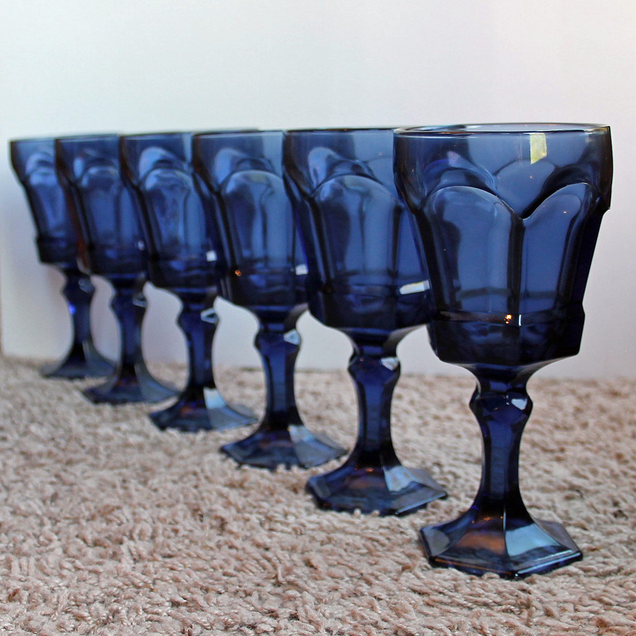 Fostoria Virginia Light Blue Set Of 6 Vintage Goblet Glassware 6 Oz 
