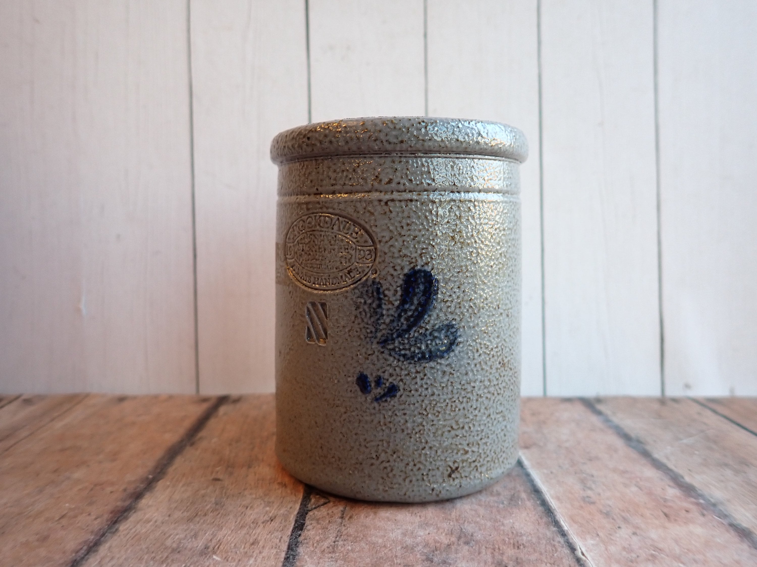 Vintage Rockdale Union Stoneware Pottery Crock Vase Planter Candle