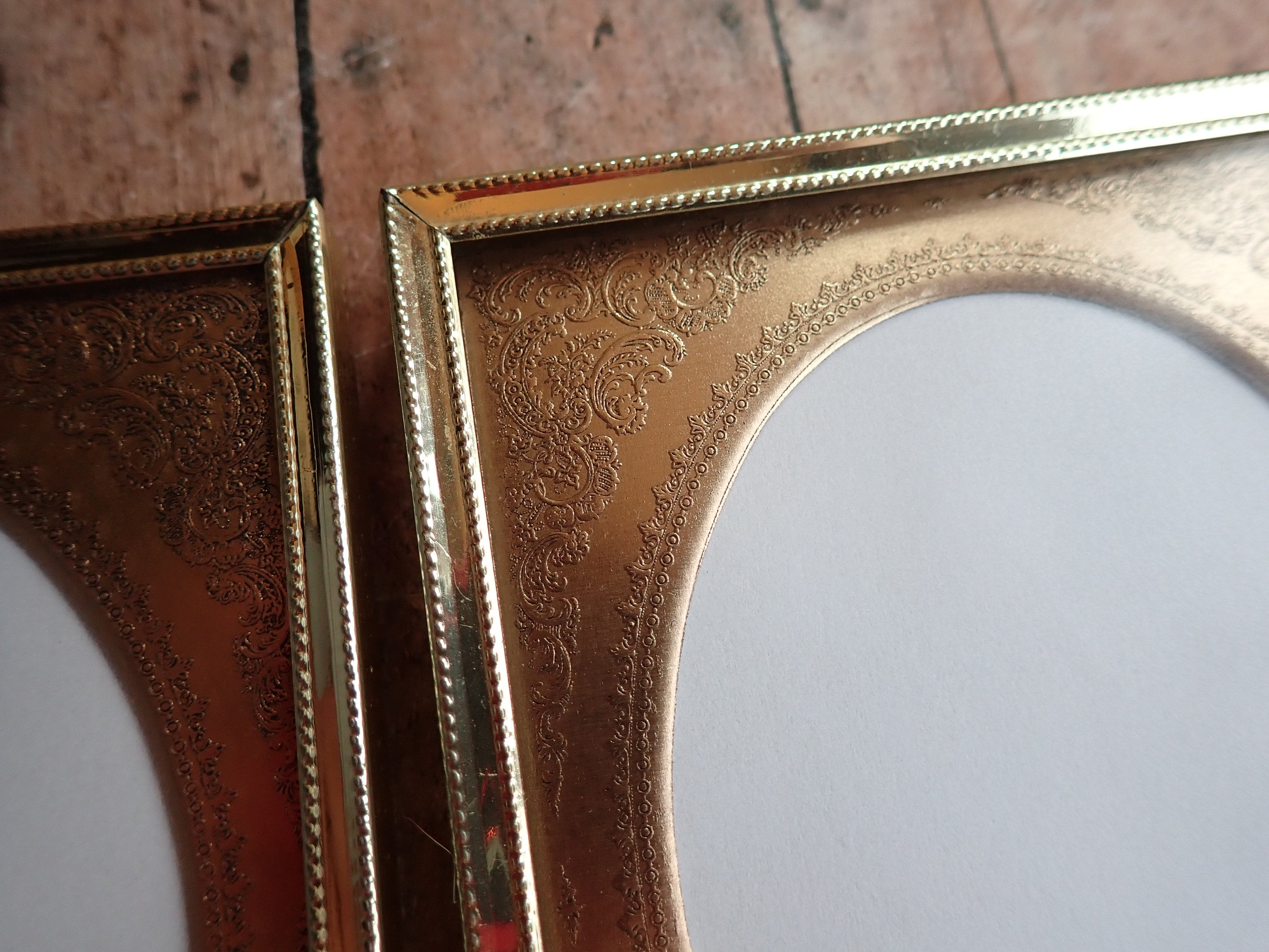 Vintage 4x5 Metal Gold Brass Colored Photo Picture Frame Set of 2