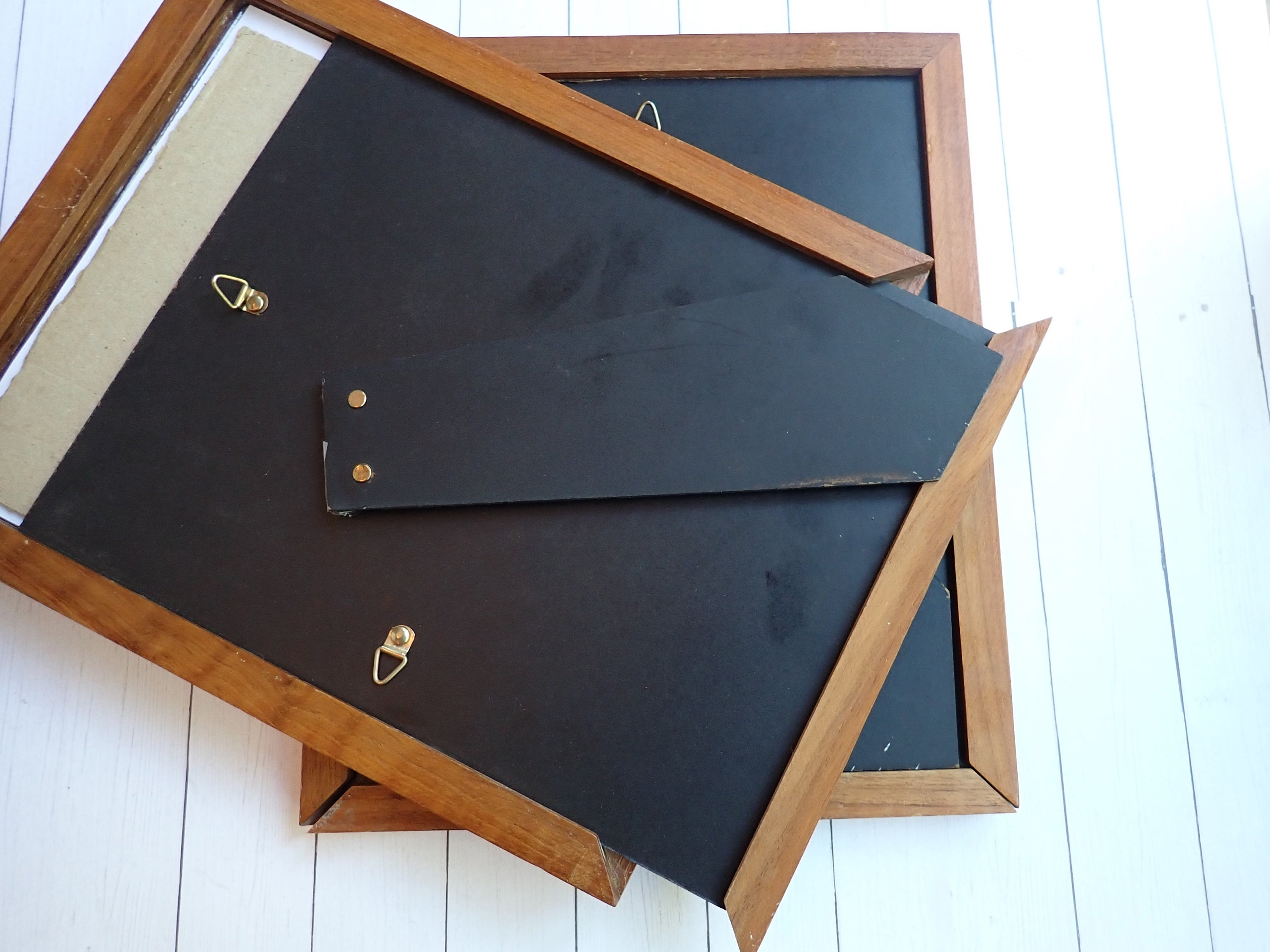 Vintage 8x10 Wood Photo Picture Frame with Wood Inlay Set of 2