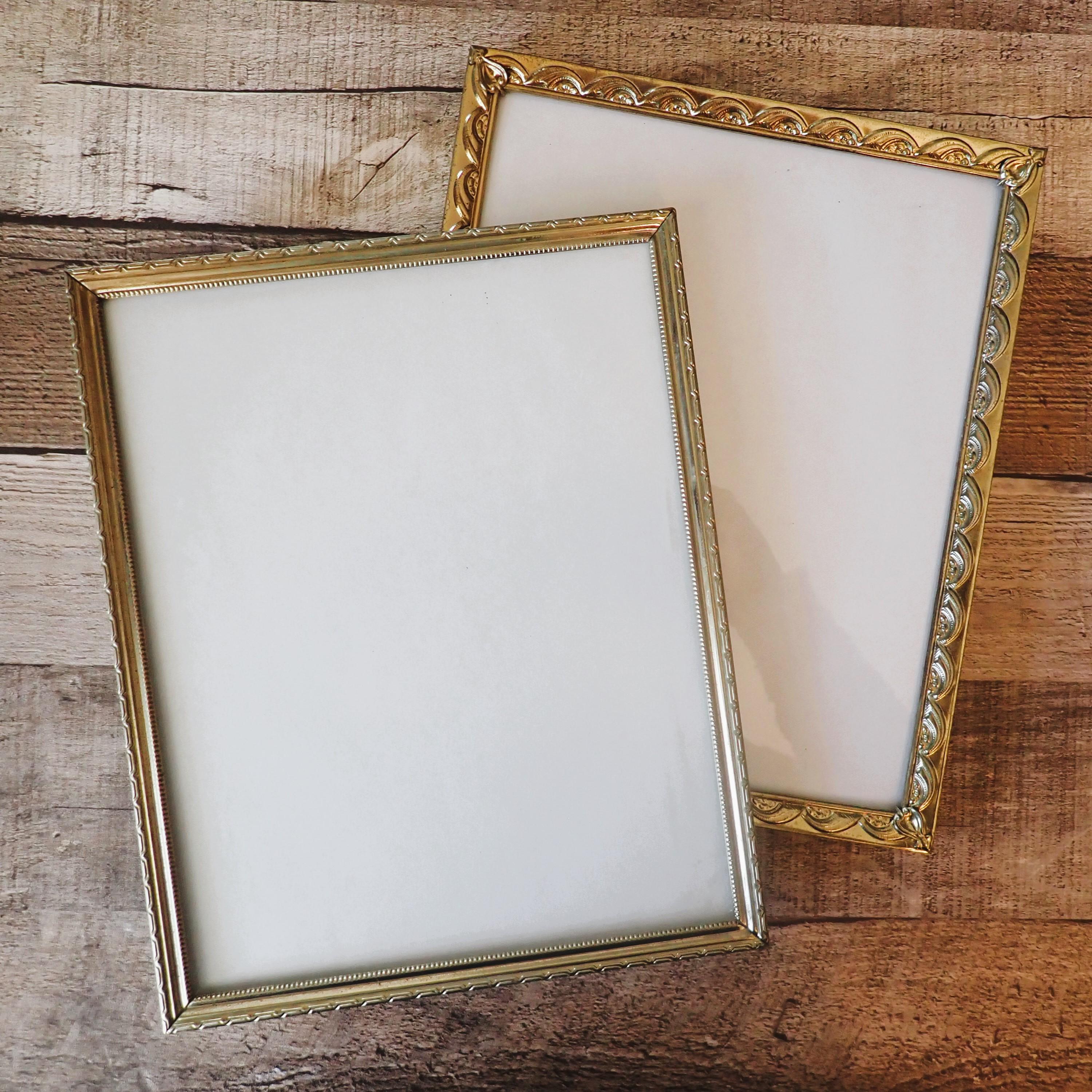 Vintage 8x10 Brass Gold Photo Picture Frame Set of 2 with Etched Design ...