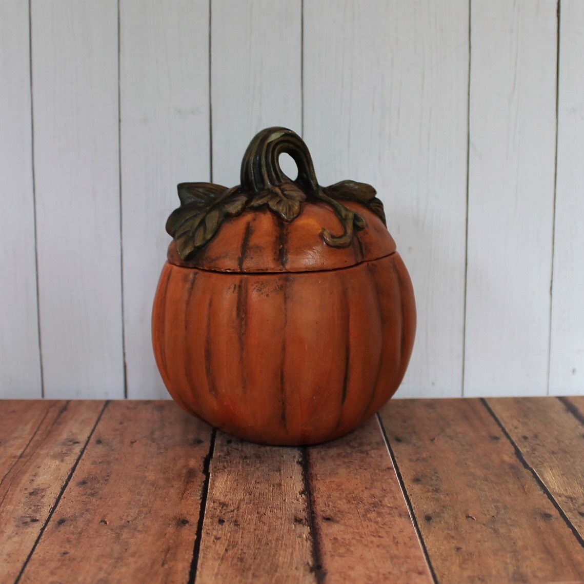 Vintage Ceramic Halloween Figure Pumpkin Jack O Lantern Figurine Candle ...