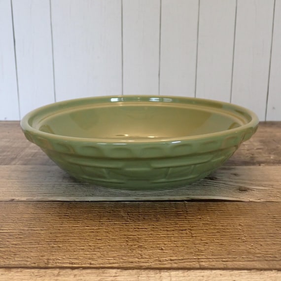 Vintage Longaberger WOVEN TRADITIONS Sage Green Pie Plate 7" Baking Serving Dish