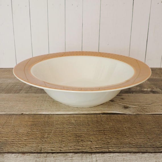 Vintage Homer Laughlin MOROCCO 9" Round Vegetable Serving Bowl White Gold Leaf Border Mid Century Modern Retro China