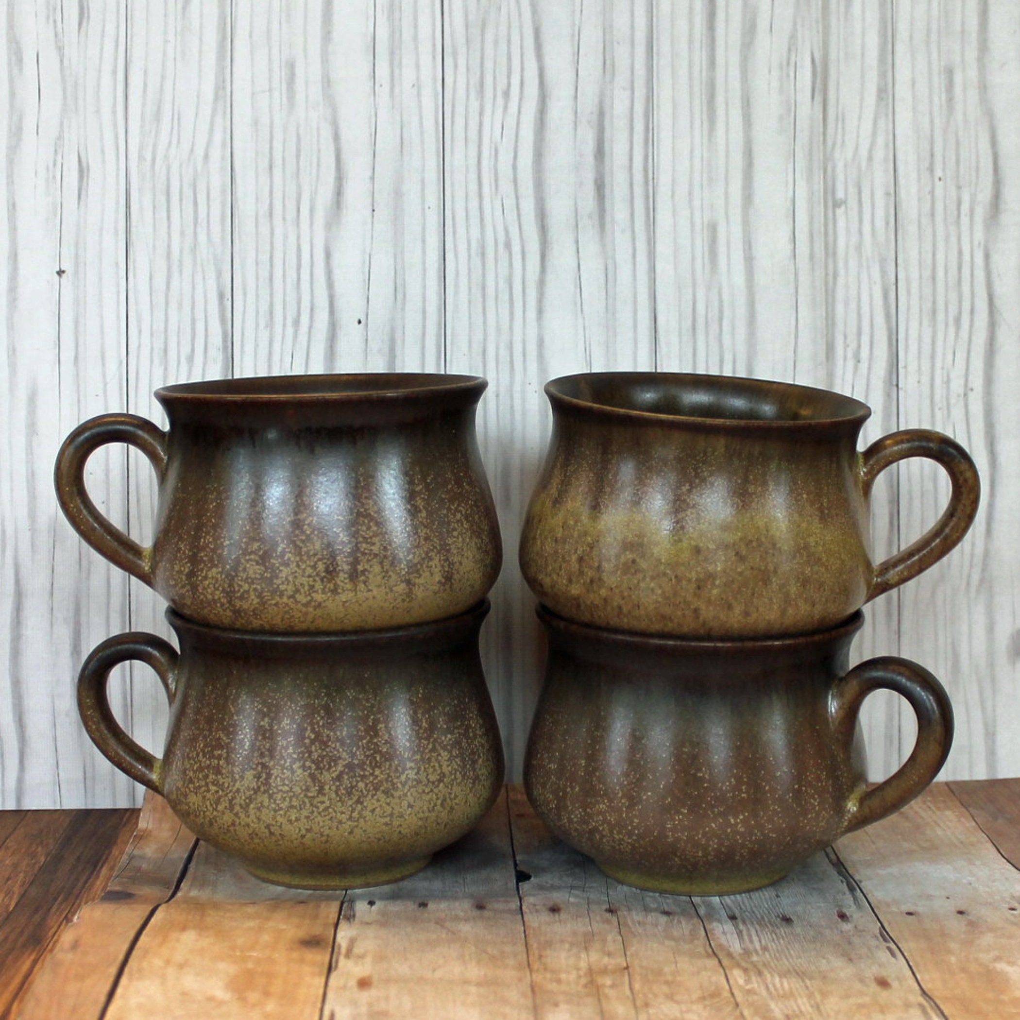 Download Vintage Denby ROMANY BROWN Cup Mug Set of 4 Brown Tan ...