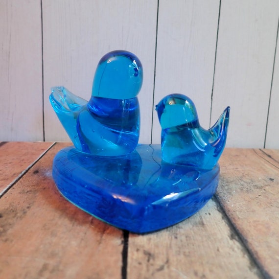 Vintage Leo Ward Blue Art Glass Bluebird Blue Bird Figurine Paper Weight