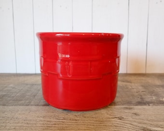 Vintage Longaberger Pottery WOVEN TRADITIONS Tomato Red Crock Ceramic Kitchen Storage