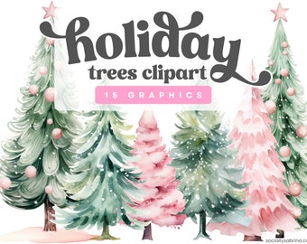 Alberi in acquerello, file PNG trasparenti per progetti e design stagionali.