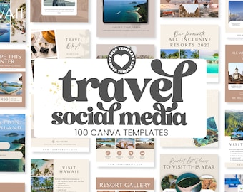 Canva Template, Travel Instagram, Travel Social Media, Travel Agency, Travel Agent Canva, Instagram Posts, Travel Blogger - Neutral Theme