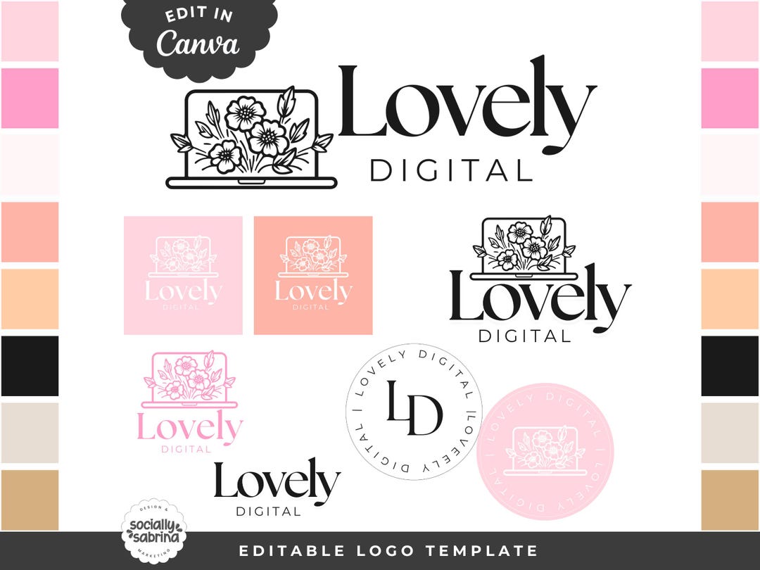 customize 12,310+ pink logo templates online - canva... Editable Canva Logo Template, Pink Small Business Branding Kit, DIY ...